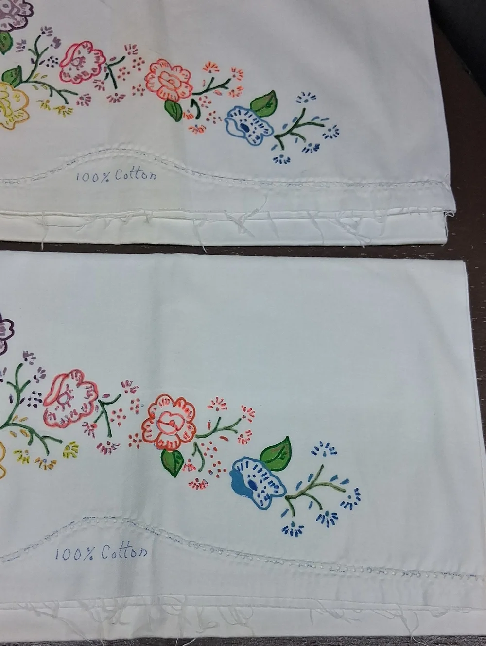 Vintage pair of pillowcases with floral design‎ cottage core, estate